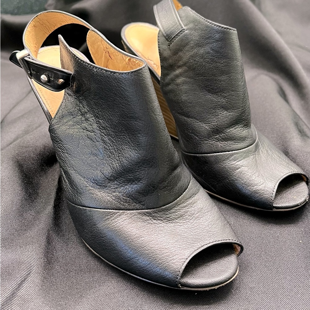 Coach Black Leather Wedges